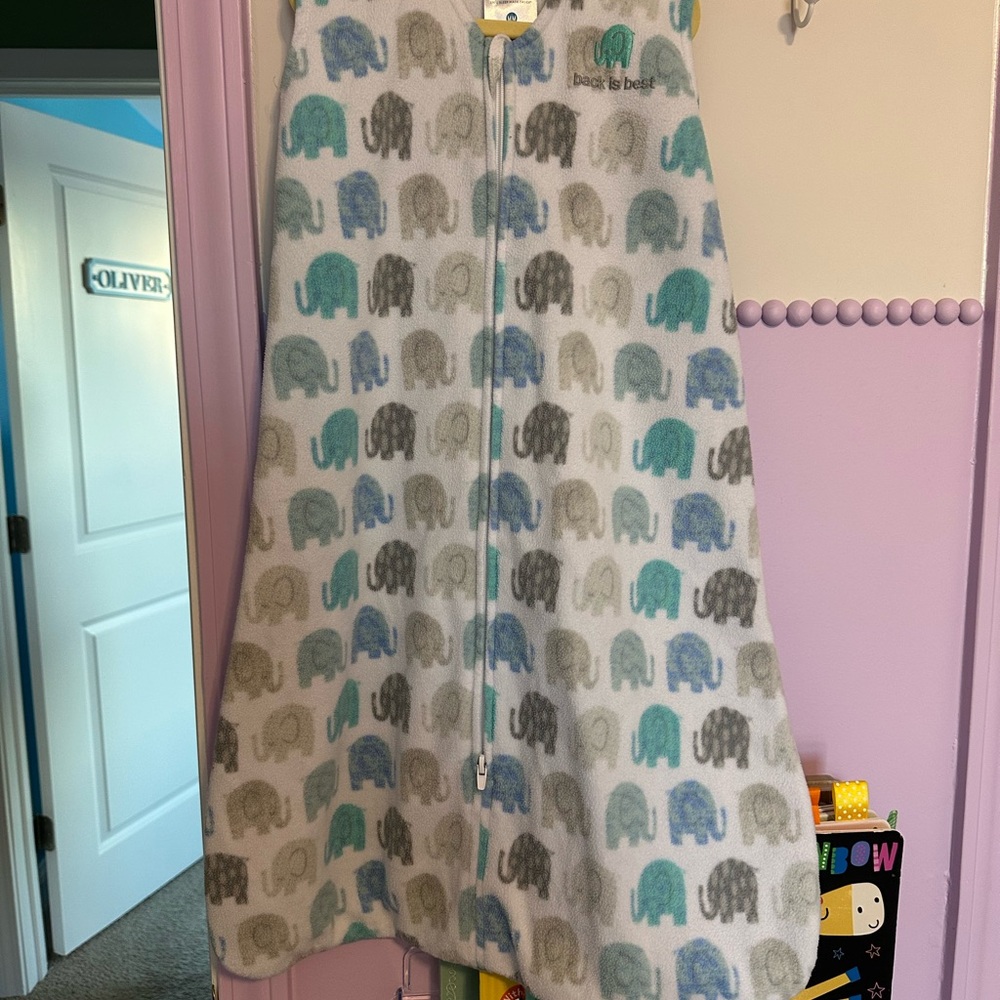 Halo Elephant Print Sleep Sack - Blue, Gray, and White